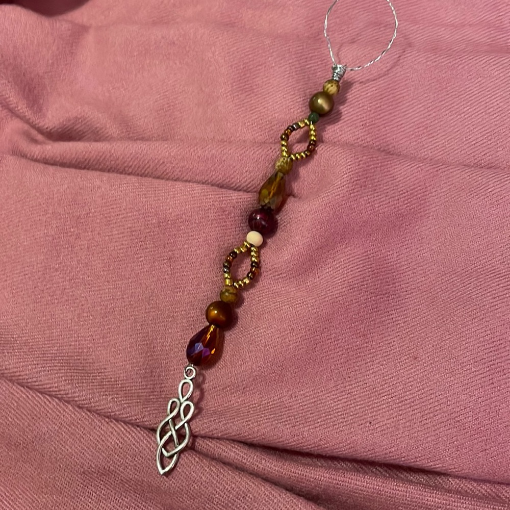 Handmade Artisan Mini Brown & Gold Sun Catcher Window Art w New & Upcycled